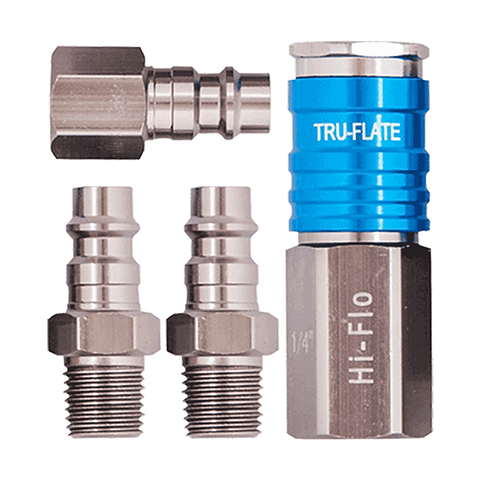 Tru-flate  1/4 HI FLO Design x 1/4 NPT Aluminum Plug/Coupler Set (1/4)