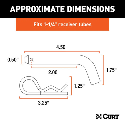 Curt 1/2 Hitch Pin (1-1/4 Receiver, Zinc, Packaged) (1/2)