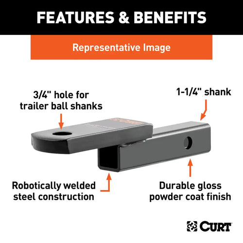 Curt Class 2 Ball Mount (1-1/4 Shank, 3,500 lbs., 3-1/4 Drop, 7-1/4 Long) (1-1/4)