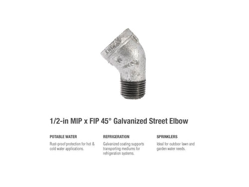 B&K Industries 45-degree Galvanized Street Elbow (1/2-in MIP x FIP)