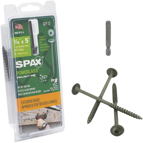 Spax PowerLags 5/16 In. x 5 In. Washer Head Exterior Structure Screw (12 Ct.)