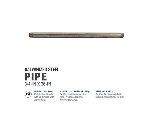Southland 3/4-in x 36-in Galvanized Steel Schedule 40 Pipe (3/4-in x 36-in, Galvanized)