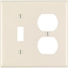 Leviton 2-Gang Plastic Single Toggle/Duplex Outlet Wall Plate, Light Almond