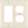 Leviton 2-Gang Smooth Plastic Single Rocker/Duplex Outlet Wall Plate, Light Almond