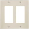Leviton Decora 2-Gang Smooth Plastic Rocker Decorator Wall Plate, Light Almond
