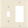 Leviton Decora 2-Gang Thermoset Single Toggle/Rocker Wall Plate, Light Almond