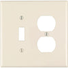 Leviton Mid-Way 2-Gang Thermoplastic Nylon Single Toggle/Duplex Outlet Wall Plate, Light Almond