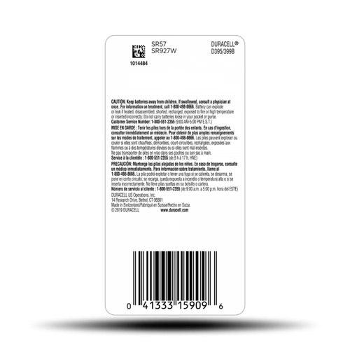 Duracell 395/399 Silver Oxide Button Battery