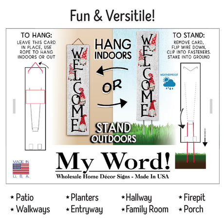 My Word Welcome With Gnomes Stand Out Sign Tall
