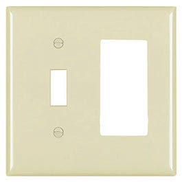 Wall Plate, 1-Toggle & 1 Decorator Opening, Urea, Ivory