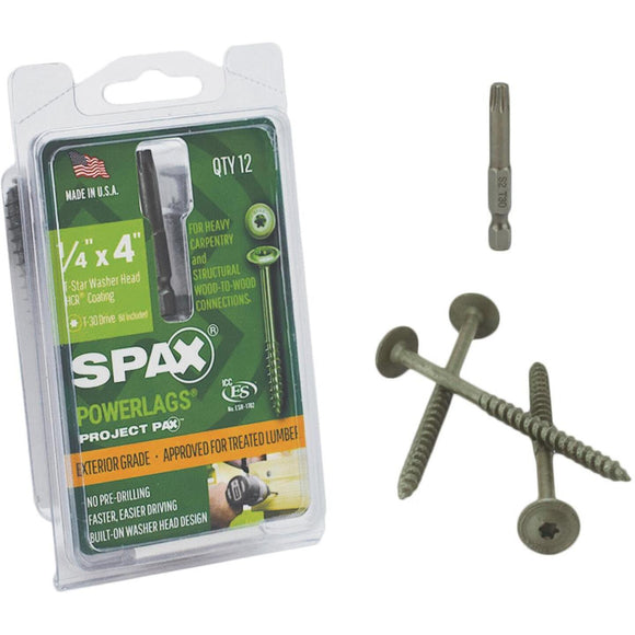 Spax PowerLags 1/4 In. x 4 In. Washer Head Exterior Structure Screw (12 Ct.)