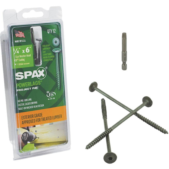 Spax PowerLags 1/4 In. x 6 In. Washer Head Exterior Structure Screw (12 Ct.)