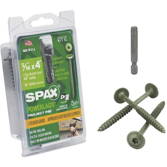 Spax PowerLags 5/16 In. x 4 In. Washer Head Exterior Structure Screw (12 Ct.)