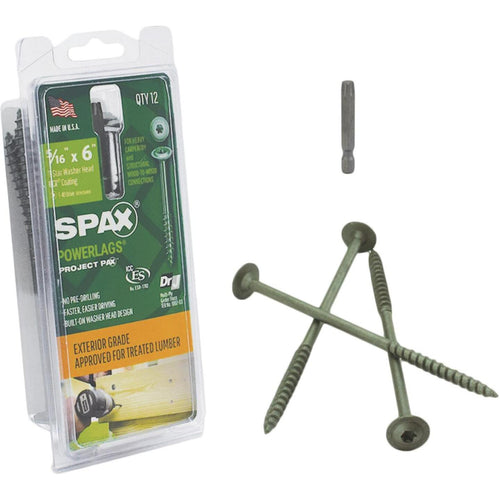 Spax PowerLags 5/16 In. x 6 In. Washer Head Exterior Structure Screw (12 Ct.)