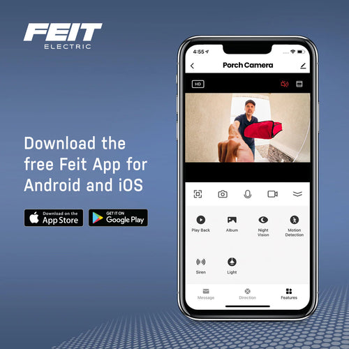 Feit Electric Wired or Battery-Powered Smart Wi-Fi Video Doorbell Camera with Motion Detection and Two-Way Audio