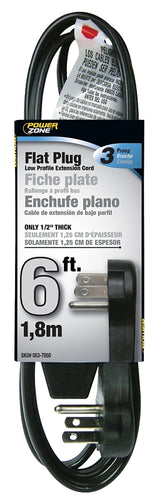 PowerZone Extension Cord 16 AWG Cable 3-Outlet 6' Black