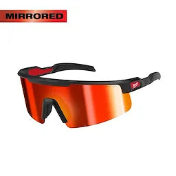Milwaukee Wrap Around Safety Glasses - Red Mirrored Anti-Scratch Lenses
