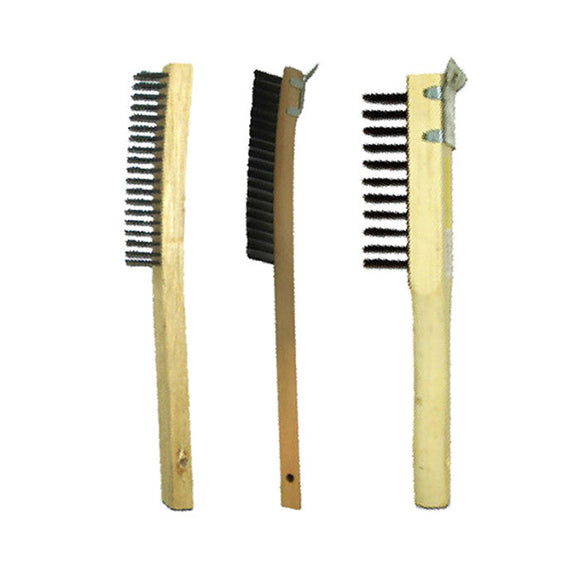 ABCO Products Long Curved Handle Wood Block Wire Brushes (14