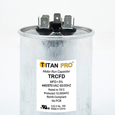 Titan Pro Run Capacitor 45+5 MFD 440/370 Volt Round