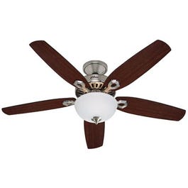 Builder Deluxe Ceiling Fan with Light, Brushed Nickel, 5 Blades, 52-In.