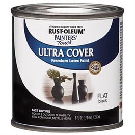 Painter's Touch Ultra Cover Latex Paint, Flat Black, 1/2-Pint