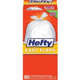 Easy Flaps Tall Kitchen Trash Bags, White, 13-Gal., 80-Ct.