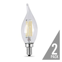 LED Chandelier Light Bulbs, Flame Tip, 500 Lumens, 6-Watts, 2-Pk.
