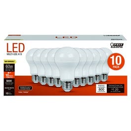 LED Light Bulbs, A19, Warm White, 800 Lumens, 9.5-Watts, 10-Pk.