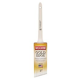 Gold Edge Paint Brush, Thin Angle Sash, White & Gold, 2-In.