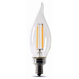 LED Chandelier Light Bulbs, Flame Tip, Candelabra Base, Soft White, 500 Lumens, 5.5-Watts, 2-Pk.