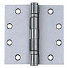 Ball-Bearing Hinge, Removable Pin, Square Corner, Satin Stainless Steel, 4 x 4-In.