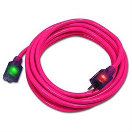 Pro Glo Extension Cord, Pink, 12/3, 100-Ft.