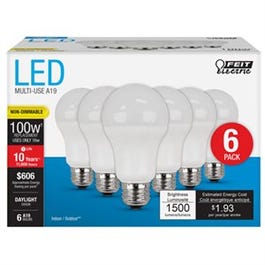 LED Light Bulbs, A19, White, Daylight, 1500 Lumens, 14.7-Watts, 6-Pk.