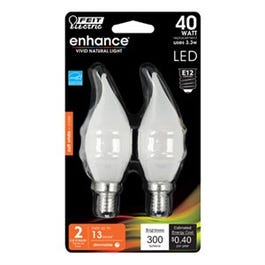 LED Chandelier Light Bulbs, Flame Tip, Soft White, 300 Lumens, 4.5-Watts, 2-Pk.