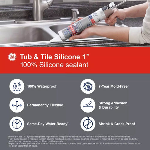 Henkel Corp GE Tub & Tile Silicone 1® Sealant (10.1OZ CARTRIDGE, Clear)