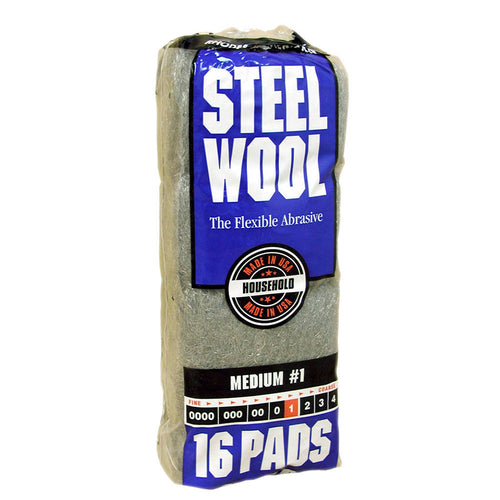 Homax® Steel Wool, Medium, GRADE #1, 16 Pads