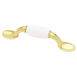 5-In. Brass Ceramic Spoon Foot Cabinet Pull