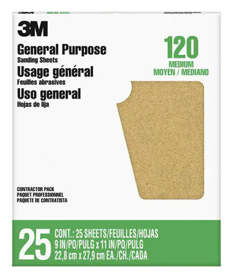 3M™ Aluminum Oxide Sandpaper 99403NA-M, 9 in x 11 in, 120 grit