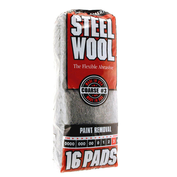 Homax® Steel Wool, Coarse, GRADE #3, 16 Pads