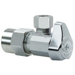 Angle CPVC Valve, 1/4 Turn, Chrome, 1/2-In. Nominal CPVC x 3/8-In. Outer Diameter Compression