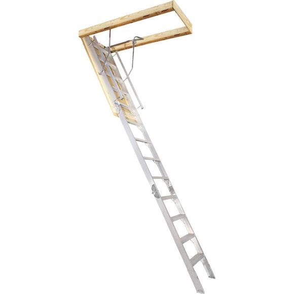 Louisville Everest 10 Ft. to 12 Ft. 22-1/2 In. x 63 In. Aluminum Attic Stairs, 350 Lb. Load