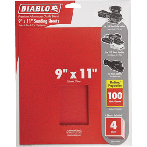 Diablo 9 In. x 11 In. 100 Grit Medium Sandpaper (4-Pack)