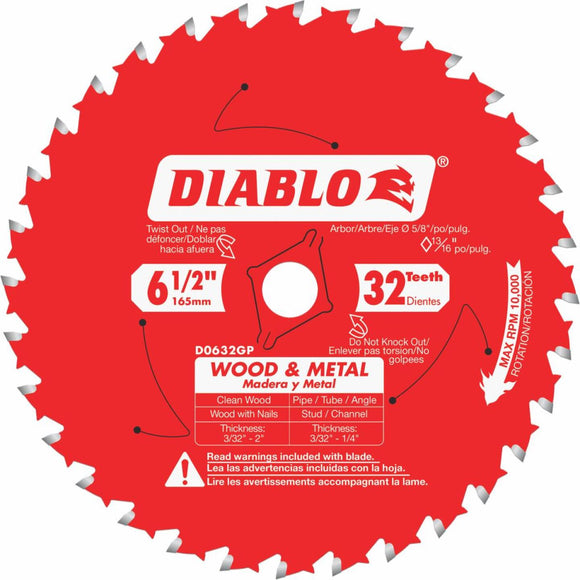 Diablo 6-1/2 In. 32-Tooth Wood & Metal Circular Saw Blade