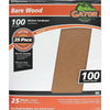 Gator Bare Wood 9 In. x 11 In. 100 Grit Medium Sandpaper (25-Pack)