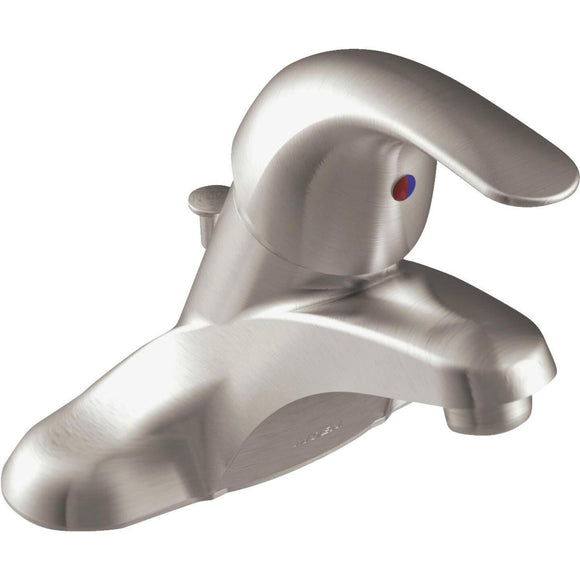 Moen Adler Brushed Nickel 1-Handle Lever 4 In. Centerset Bathroom Faucet with Pop-Up