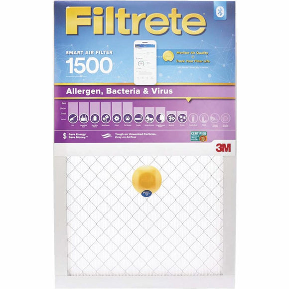 3M Filtrete 20 In. x 25 In. x 1 In. 1500 MPR Allergen, Bacteria & Virus Smart Furnace Filter
