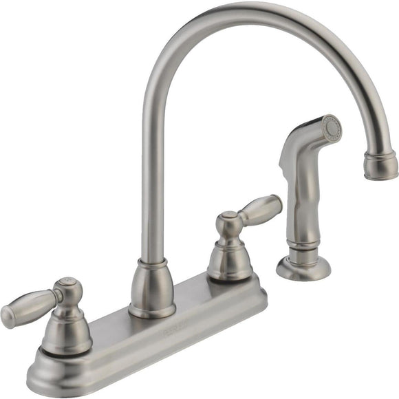 Peerless Dual Handle Lever Kitchen Faucet with Side Spray, Stainless