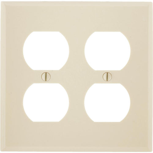 Leviton 2-Gang Smooth Plastic Outlet Wall Plate, Ivory