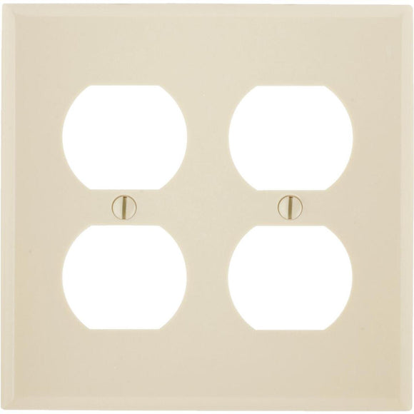 Leviton 2-Gang Smooth Plastic Outlet Wall Plate, Ivory