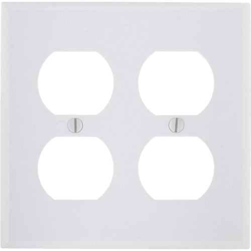 Leviton 2-Gang Smooth Plastic Outlet Wall Plate, White